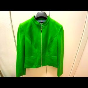 Green  knit blazer with patch on elbow